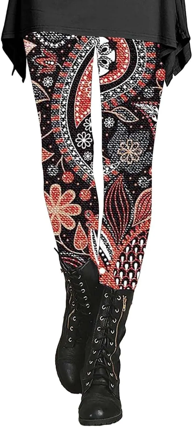 Plus Size Plaid Leggings for Women Leggings with Pockets for Women Prints Butt Lifting Workout Leggings