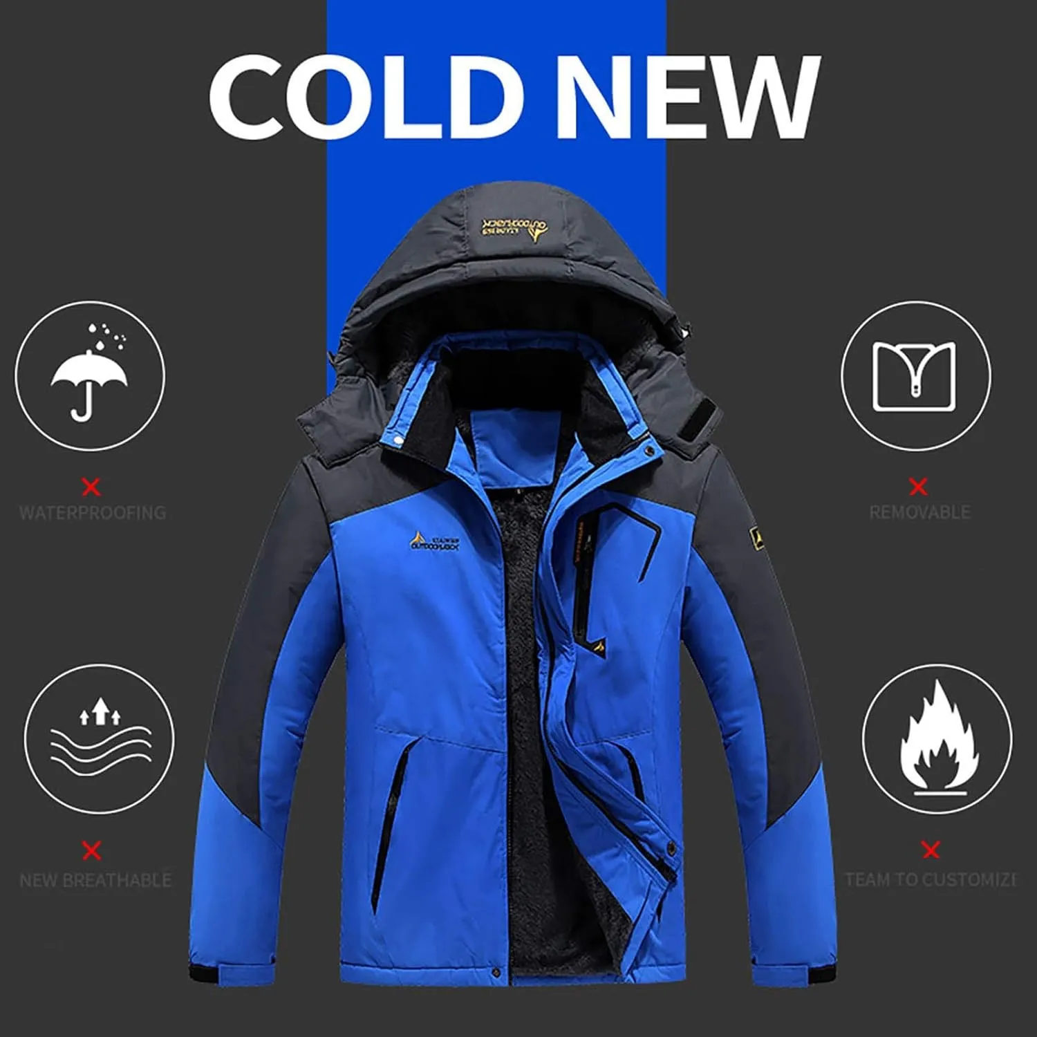 Rain Jacket Men Snowboarding Warm Raincoat Windbreaker Man's Waterproof Hooded Jackets Men's Coats & Jackets