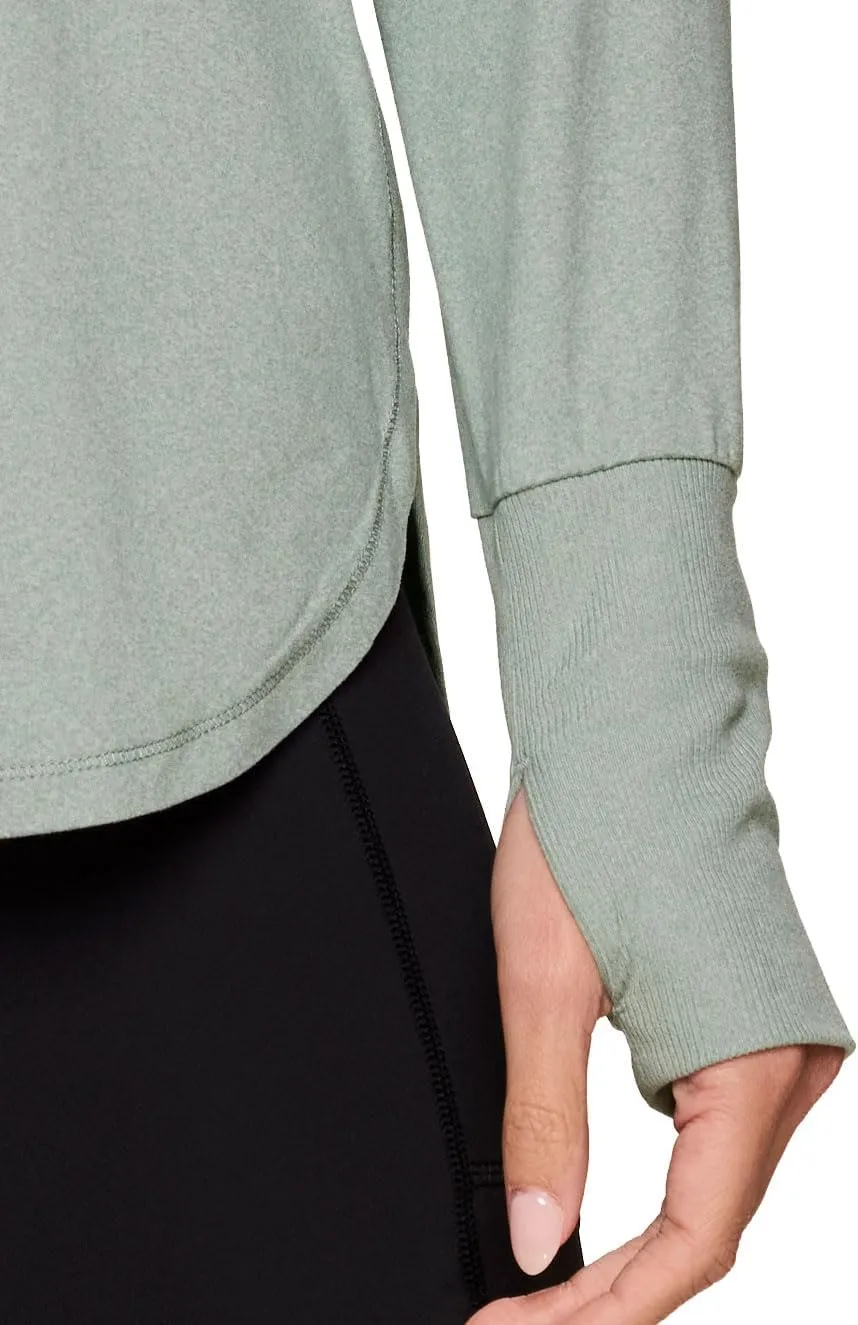 RBX Activewear Women's Yoga Tunic Top, Relaxed Fit Lightweight Buttery Soft Crewneck Long Sleeve Tee with Ribbed Trim