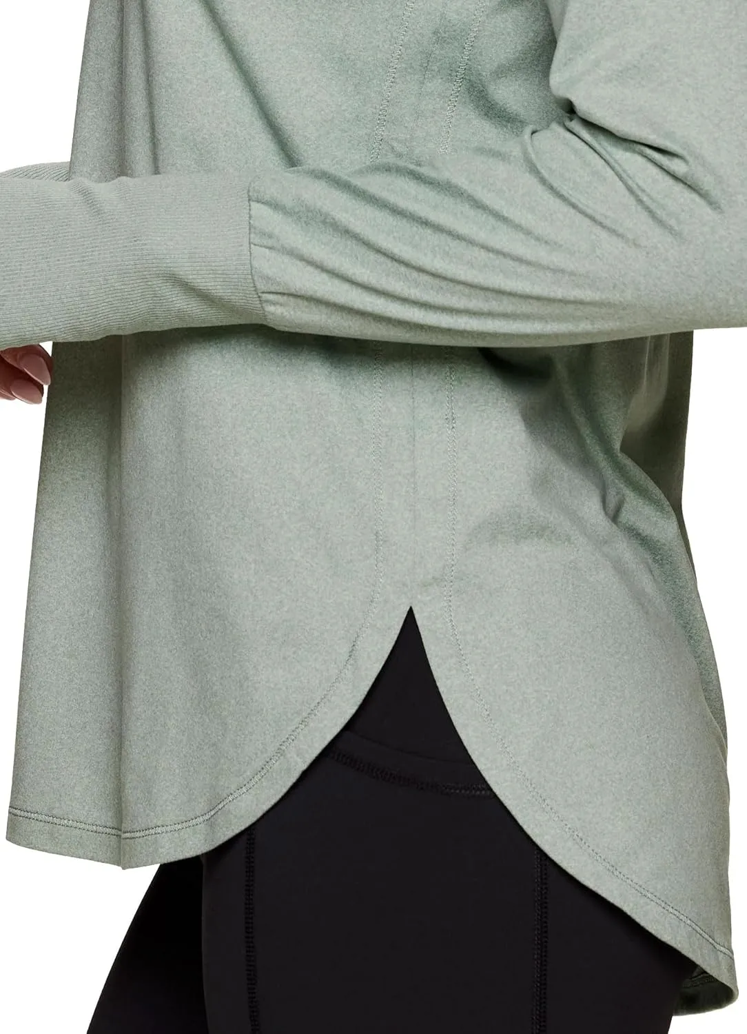 RBX Activewear Women's Yoga Tunic Top, Relaxed Fit Lightweight Buttery Soft Crewneck Long Sleeve Tee with Ribbed Trim