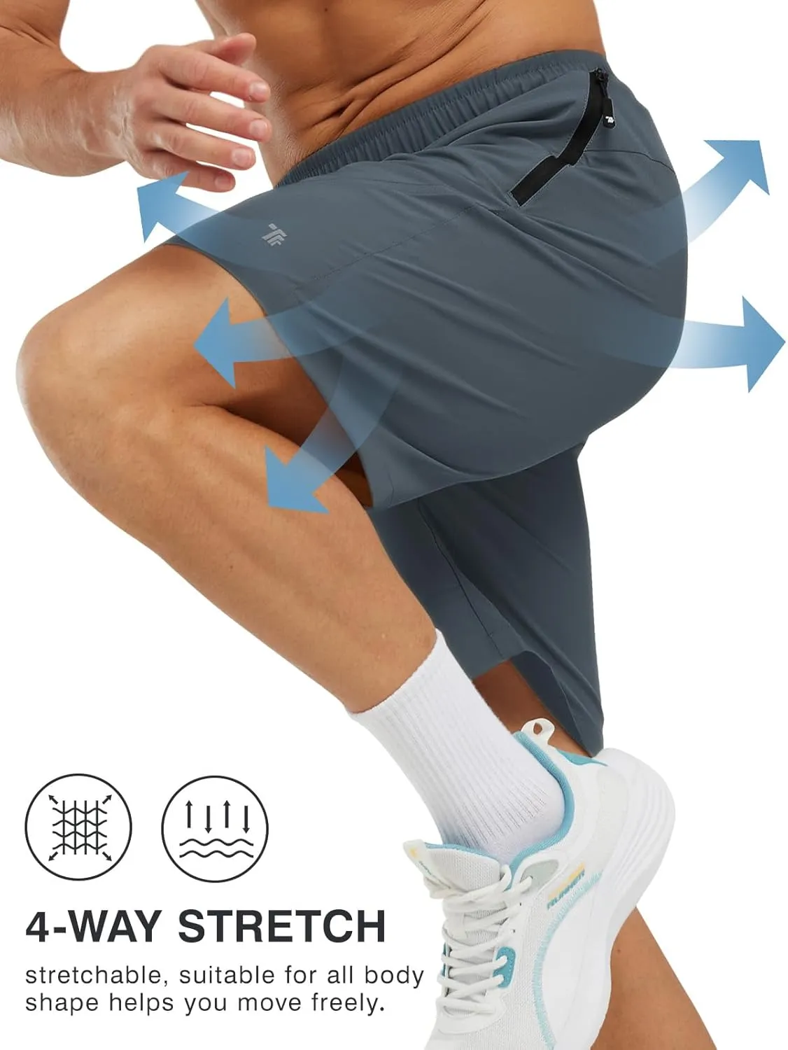 Rdruko Men's Hiking Shorts with Zipper Pockets 7'' Lightweight Quick Dry Workout Shorts Running Athletic Shorts