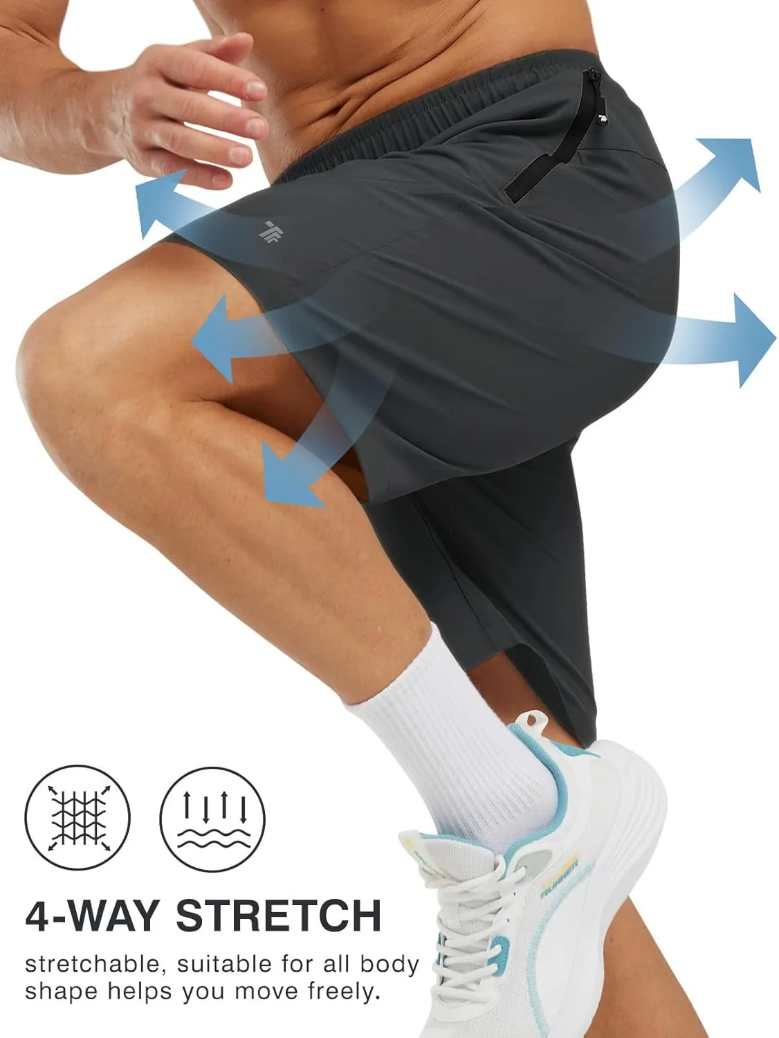 Rdruko Men's Hiking Shorts with Zipper Pockets 7'' Lightweight Quick Dry Workout Shorts Running Athletic Shorts