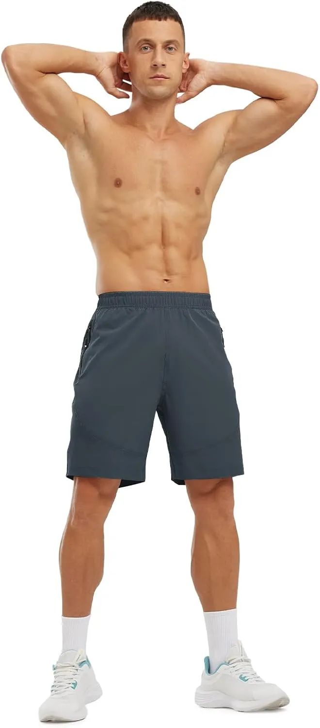Rdruko Men's Hiking Shorts with Zipper Pockets 7'' Lightweight Quick Dry Workout Shorts Running Athletic Shorts