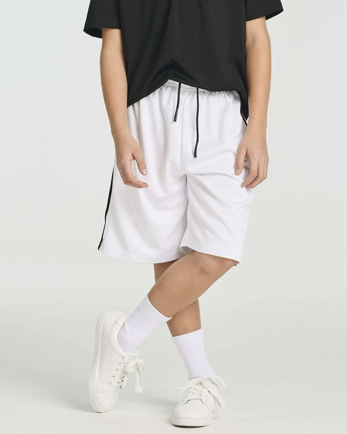 Real Essentials 5 Pack: Boys' Athletic Basketball Shorts with Pockets - Youth Activewear (Ages 4-18)