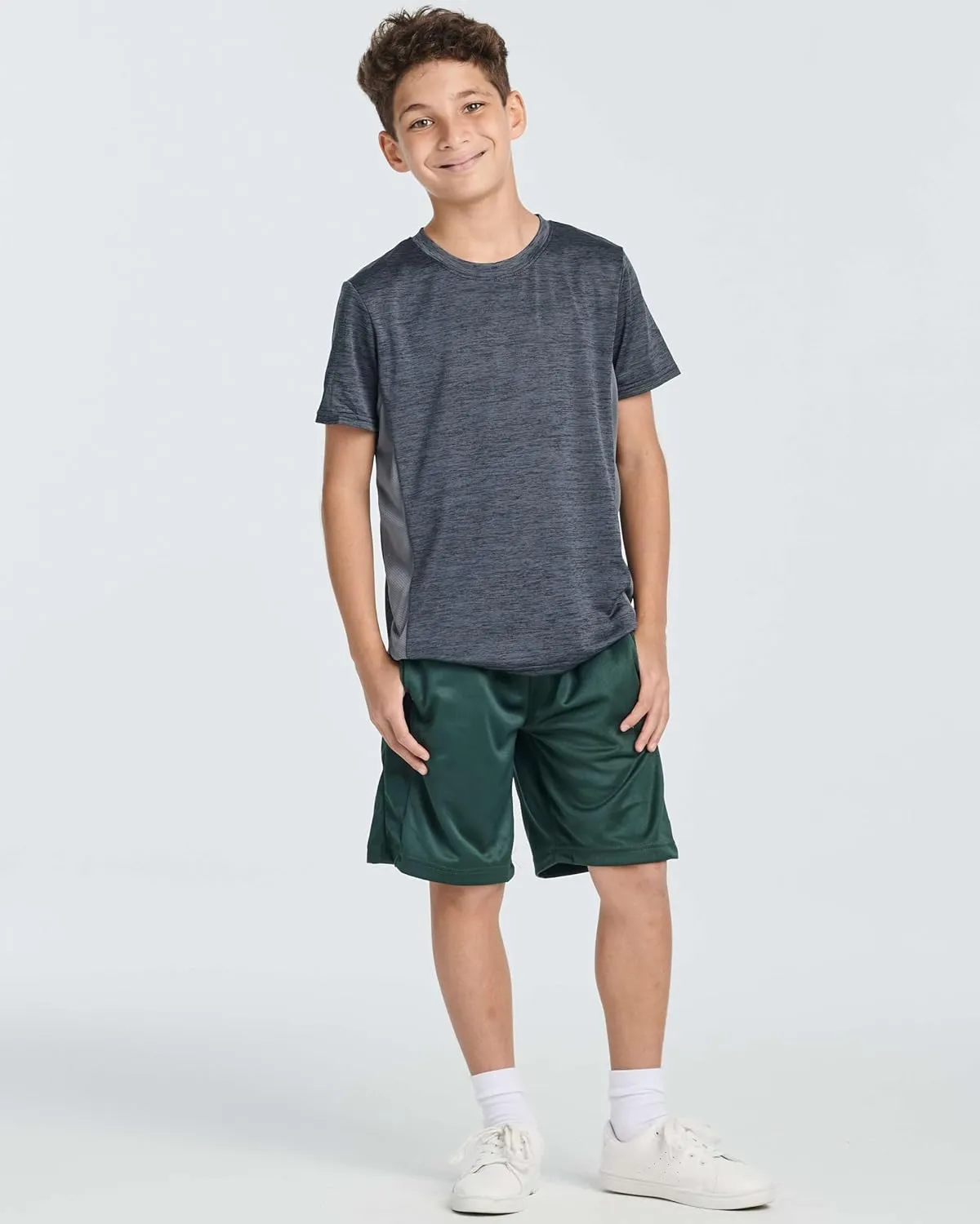 Real Essentials 5 Pack: Boys' Athletic Basketball Shorts with Pockets - Youth Activewear (Ages 4-18)