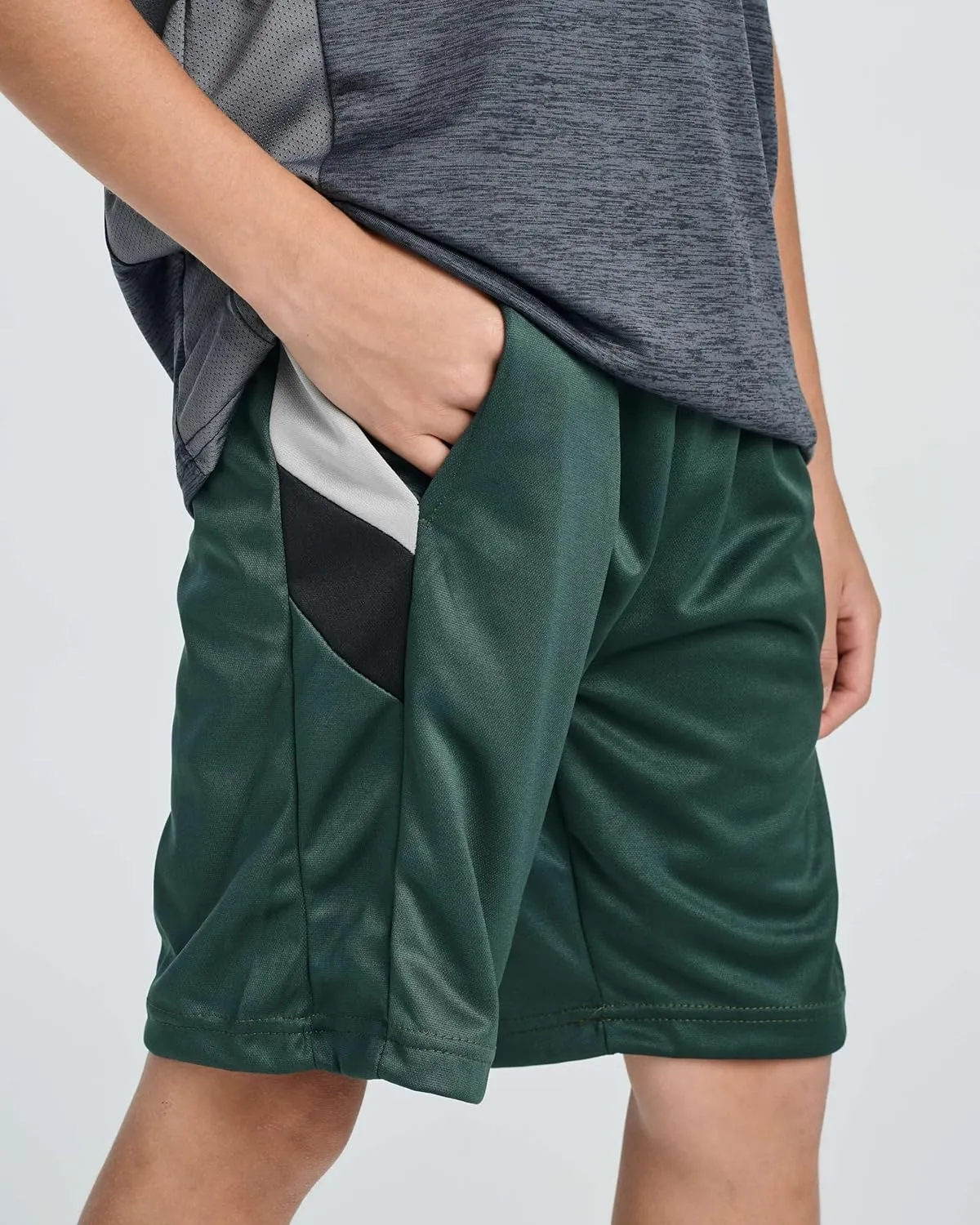 Real Essentials 5 Pack: Boys' Athletic Basketball Shorts with Pockets - Youth Activewear (Ages 4-18)