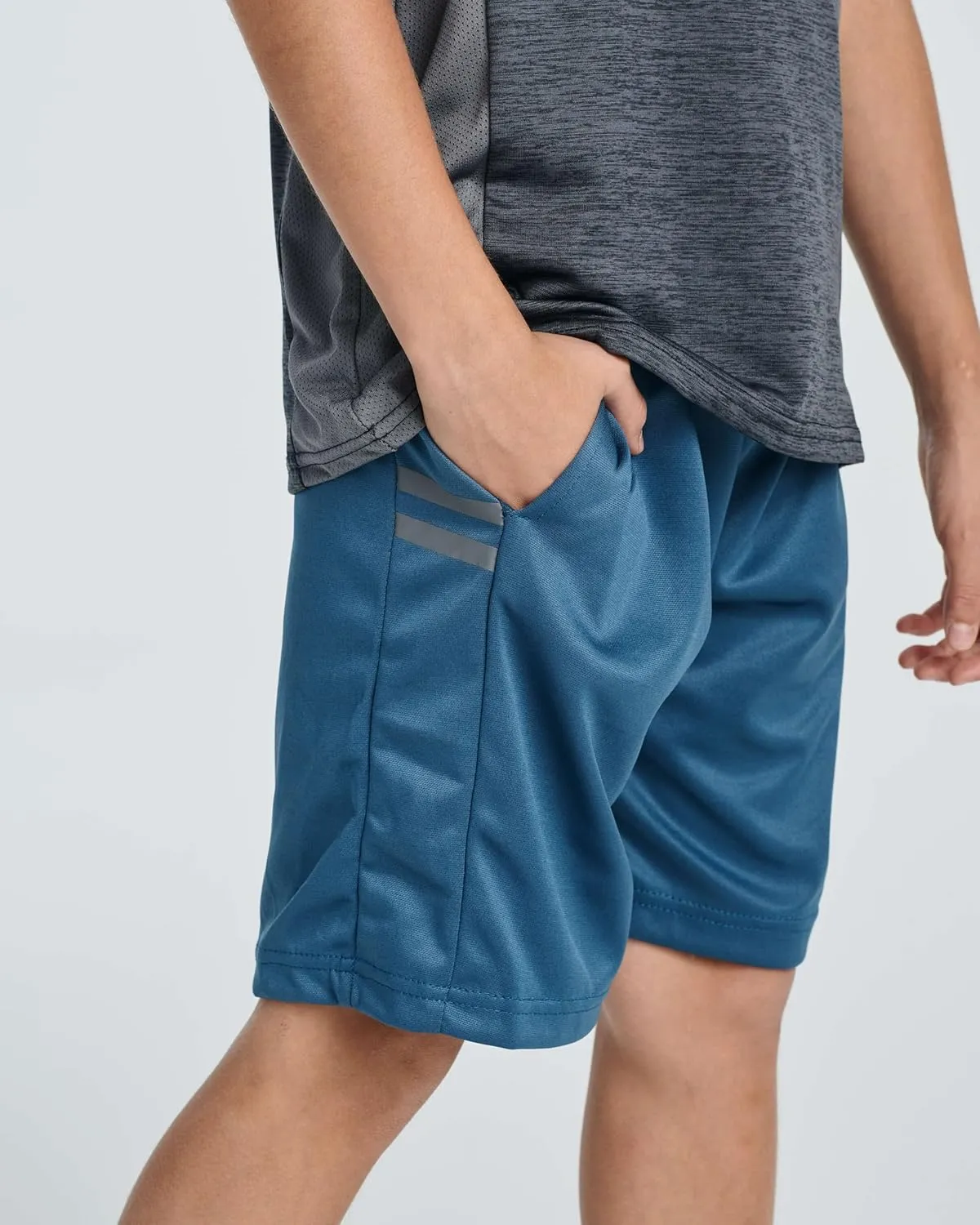 Real Essentials 5 Pack: Boys' Athletic Basketball Shorts with Pockets - Youth Activewear (Ages 4-18)