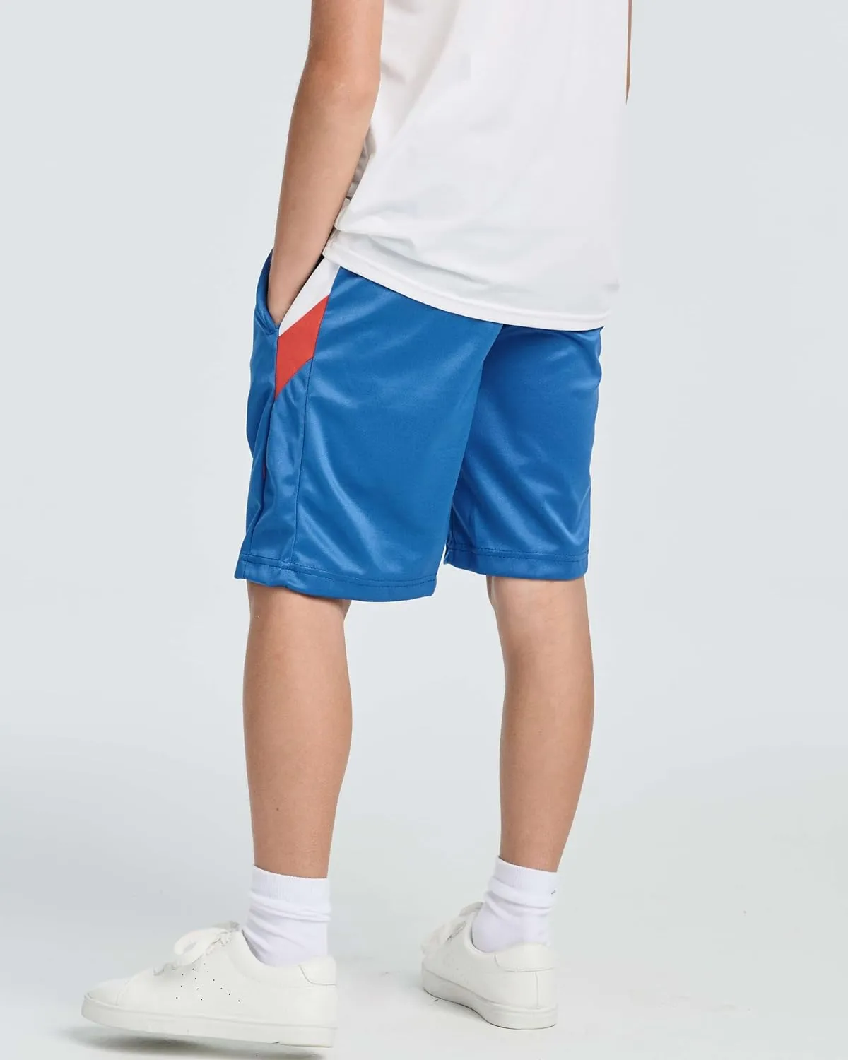 Real Essentials 5 Pack: Boys' Athletic Basketball Shorts with Pockets - Youth Activewear (Ages 4-18)