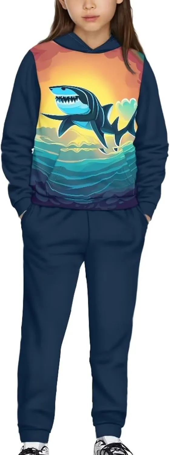 Renewold 2 pcs Set Long Sleeve Kids Hoodie Sweatshirt and Sweatpants Boys Girls Activewear Clothing Outfits