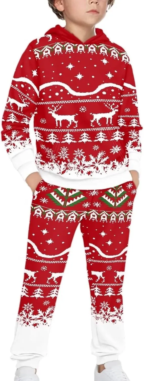 Renewold 2 pcs Set Long Sleeve Kids Hoodie Sweatshirt and Sweatpants Boys Girls Activewear Clothing Outfits