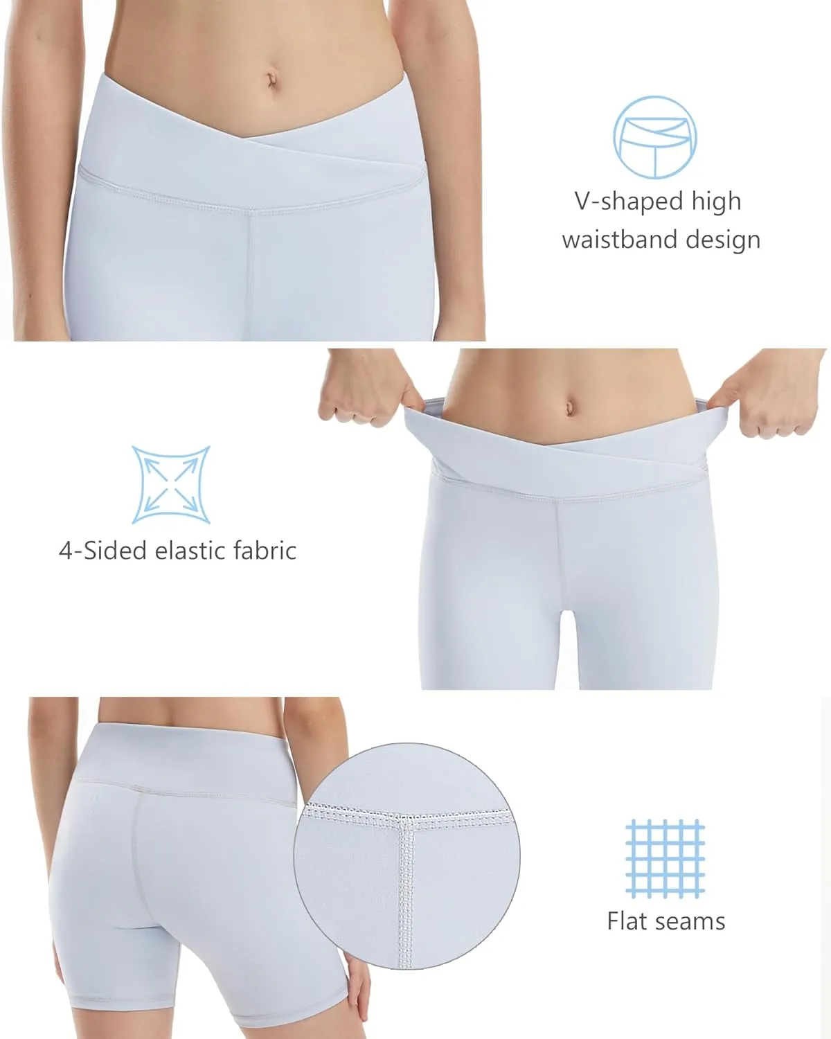 Runhit 5" Girls Volleyball Shorts Youth Cross Waist Spandex Shorts Kids Dance Biker Athletic Compression Shorts