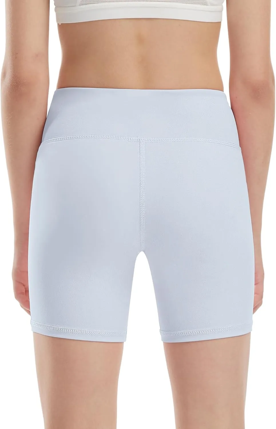 Runhit 5" Girls Volleyball Shorts Youth Cross Waist Spandex Shorts Kids Dance Biker Athletic Compression Shorts