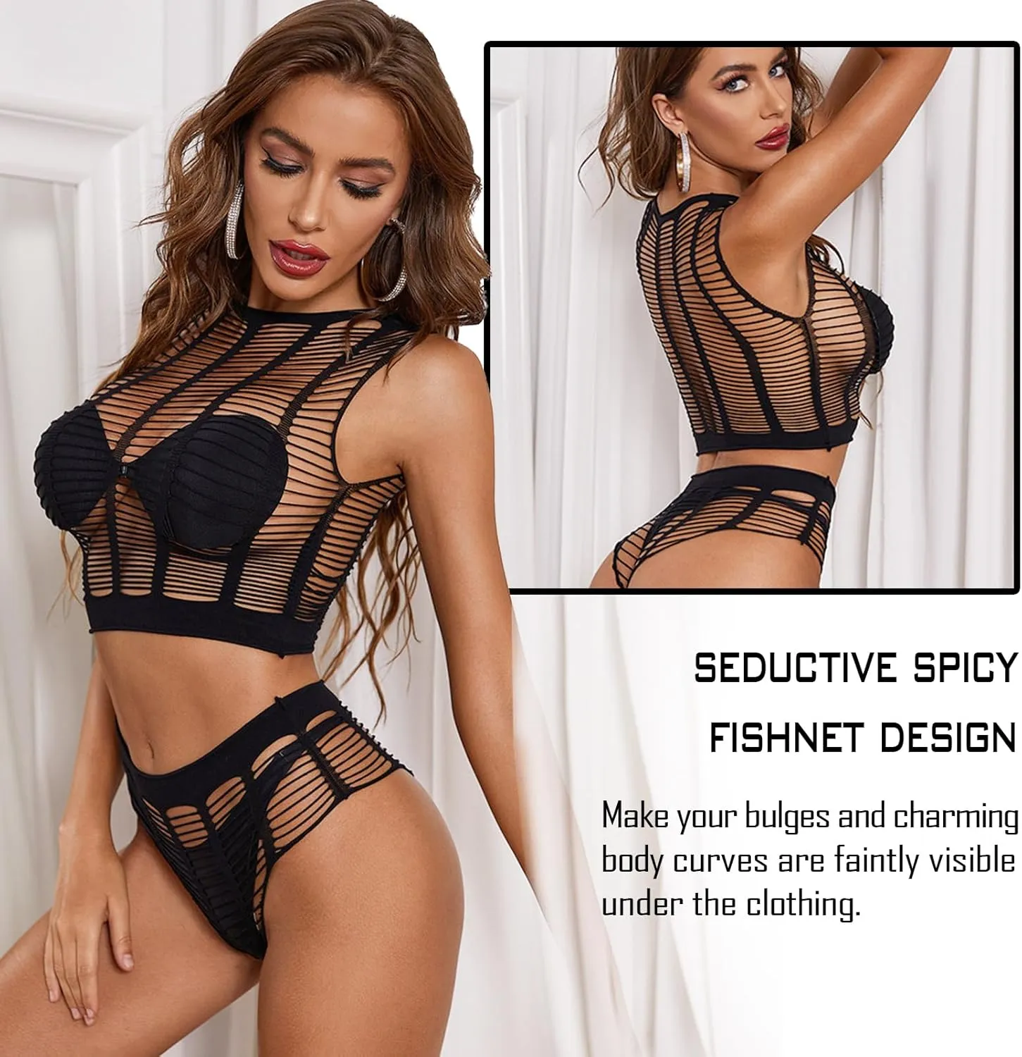 Sexy Lingerie for Women Naughty Fishnet Lingerie Set Bodysuit Outfits Teddy Babydoll Erotic Mesh Women’s Outfits