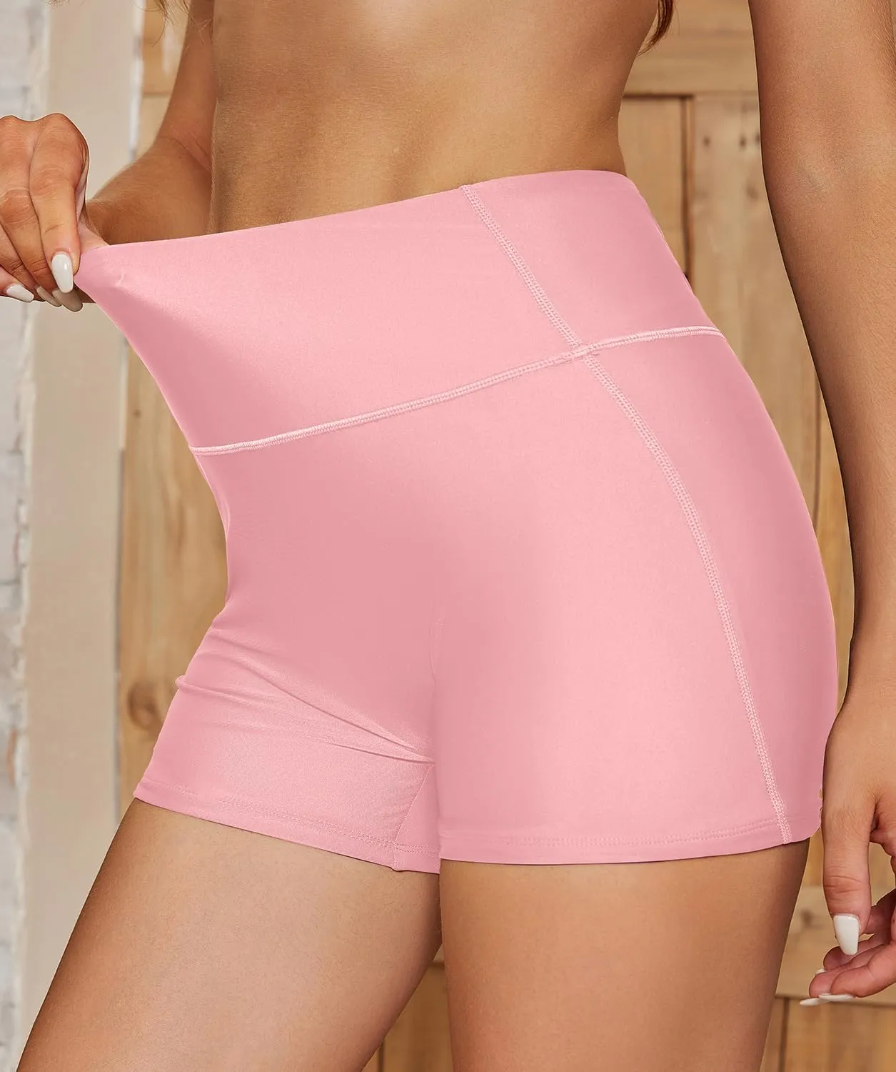 SHEKINI Women's Swim Shorts High Waisted Bathing Suit Bottoms Quick Dry Swimsuit Board Shorts