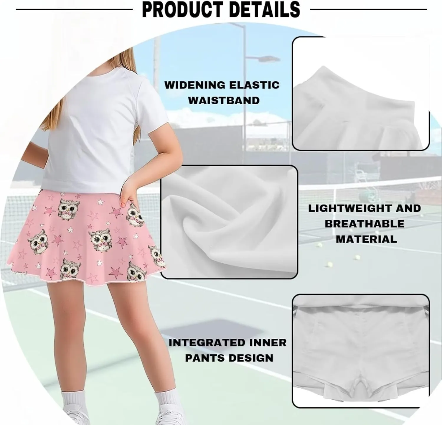 Skirts for Girls High Waist Pickleball Athletic Pleated Skort