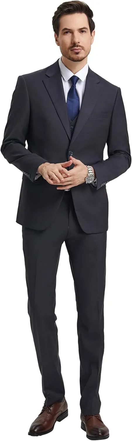 STACY ADAMS Suits 3pc Suit Set, Jacket Vest and Dress Pants,Hybrid-Fit Suits