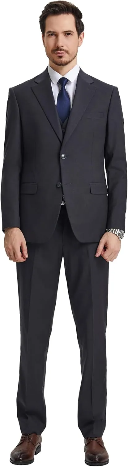 STACY ADAMS Suits 3pc Suit Set, Jacket Vest and Dress Pants,Hybrid-Fit Suits