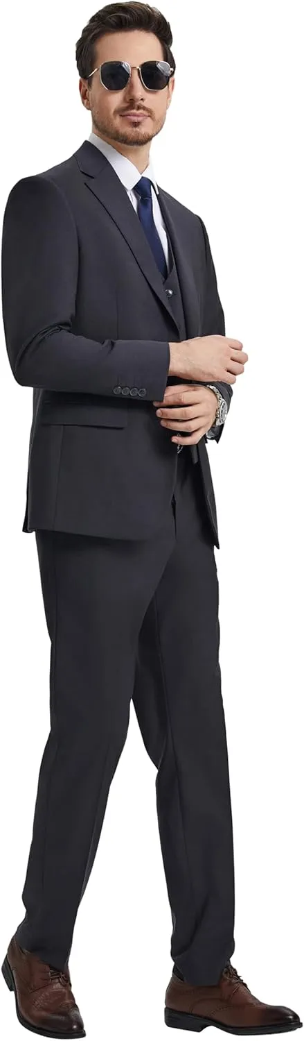STACY ADAMS Suits 3pc Suit Set, Jacket Vest and Dress Pants,Hybrid-Fit Suits