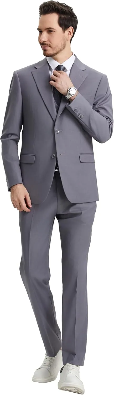 STACY ADAMS Suits 3pc Suit Set, Jacket Vest and Dress Pants,Hybrid-Fit Suits