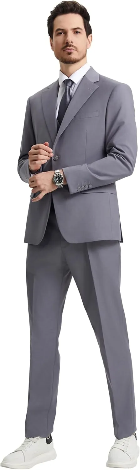 STACY ADAMS Suits 3pc Suit Set, Jacket Vest and Dress Pants,Hybrid-Fit Suits