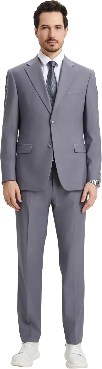 STACY ADAMS Suits 3pc Suit Set, Jacket Vest and Dress Pants,Hybrid-Fit Suits
