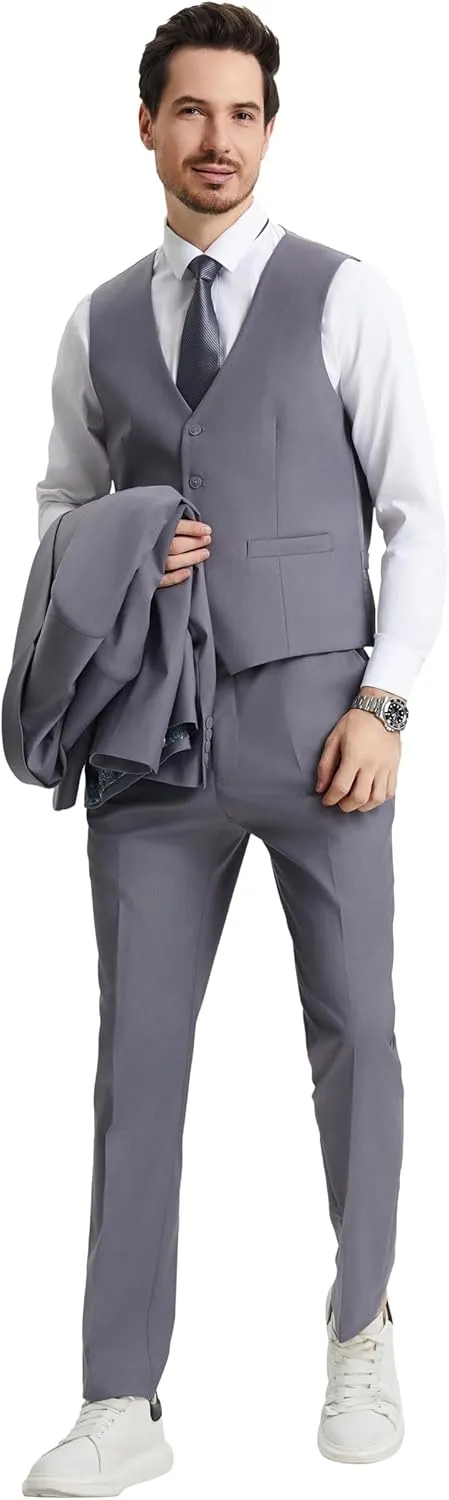 STACY ADAMS Suits 3pc Suit Set, Jacket Vest and Dress Pants,Hybrid-Fit Suits