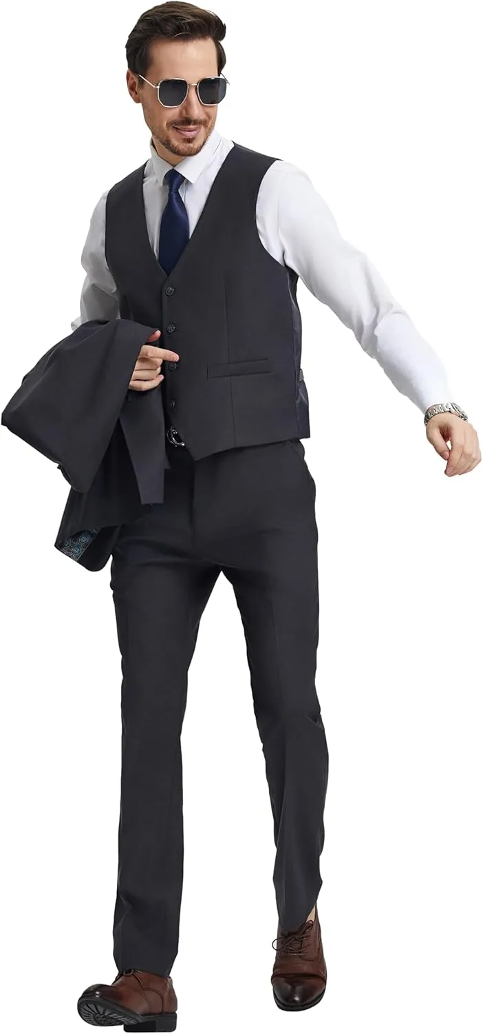 STACY ADAMS Suits 3pc Suit Set, Jacket Vest and Dress Pants,Hybrid-Fit Suits