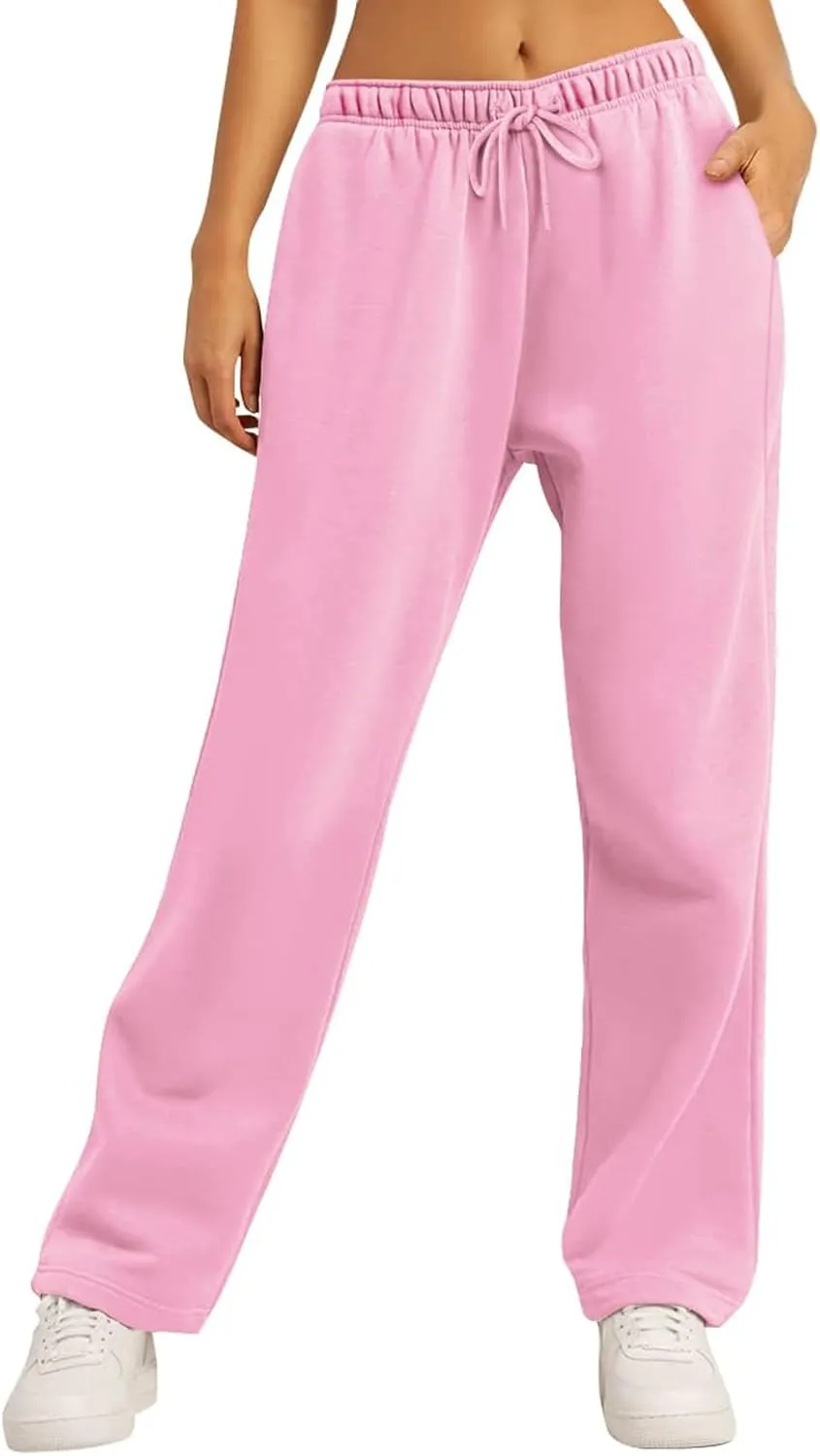 Straight Leg Sweatpants for Women Baggy Fleece Sweatpants Wide Leg Lounge Pants Casual Comfy Jogger Sweatpants