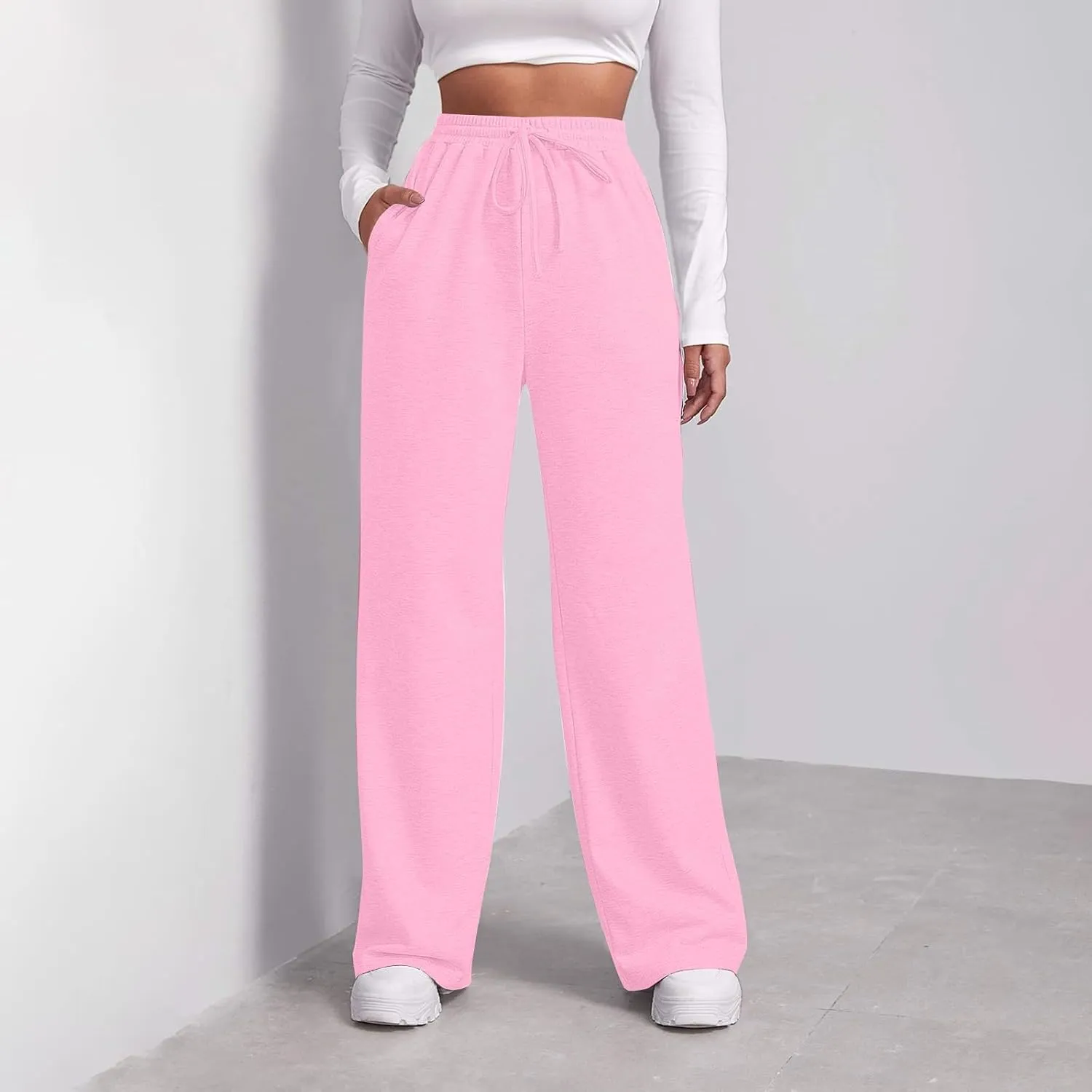 Straight Leg Sweatpants for Women Baggy Fleece Sweatpants Wide Leg Lounge Pants Casual Comfy Jogger Sweatpants