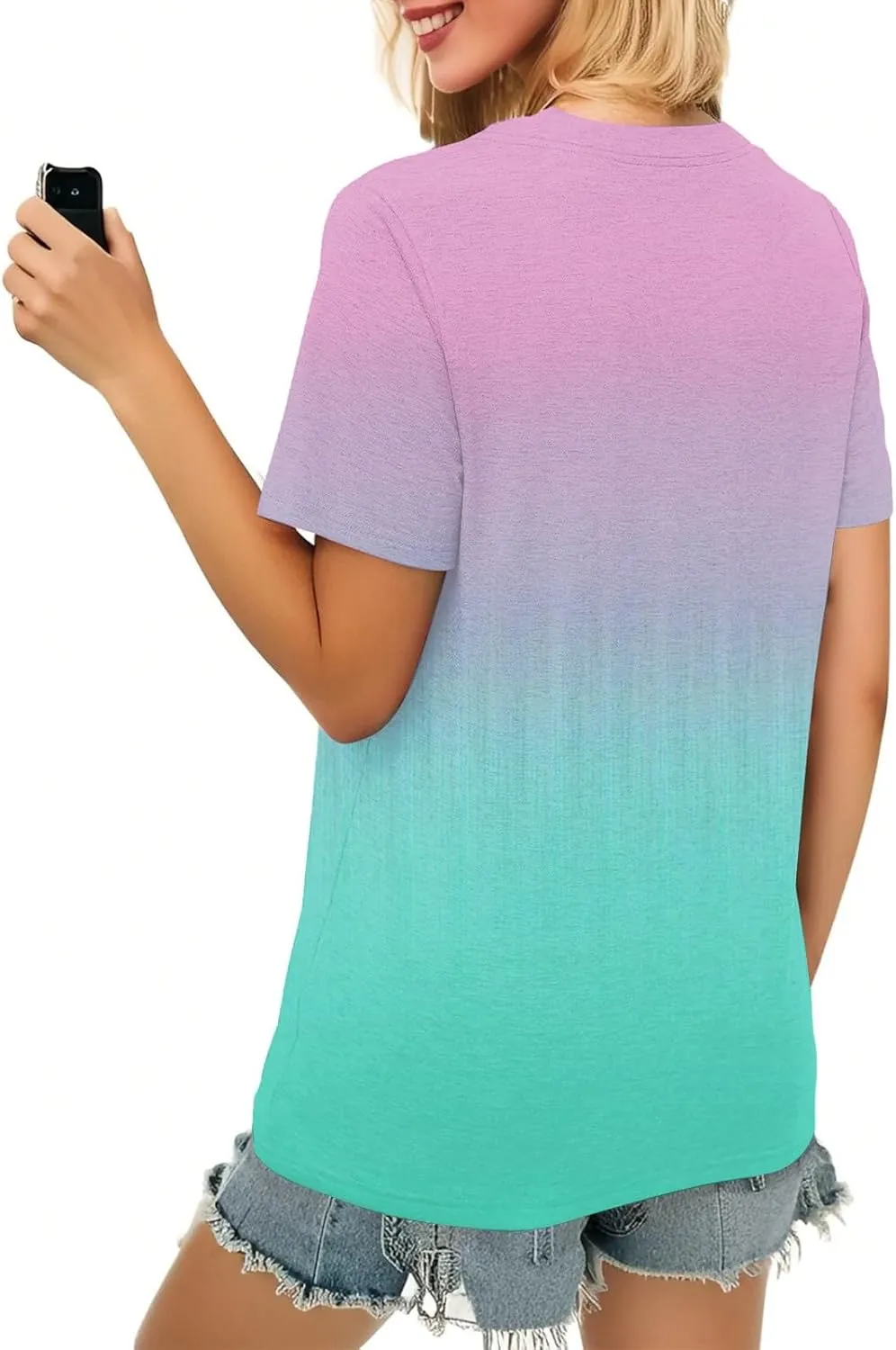 Summer Outfits for Women Trendy Tops 2025 Short Sleeve Shirt Casual V Neck Tunic Blouses Outfits