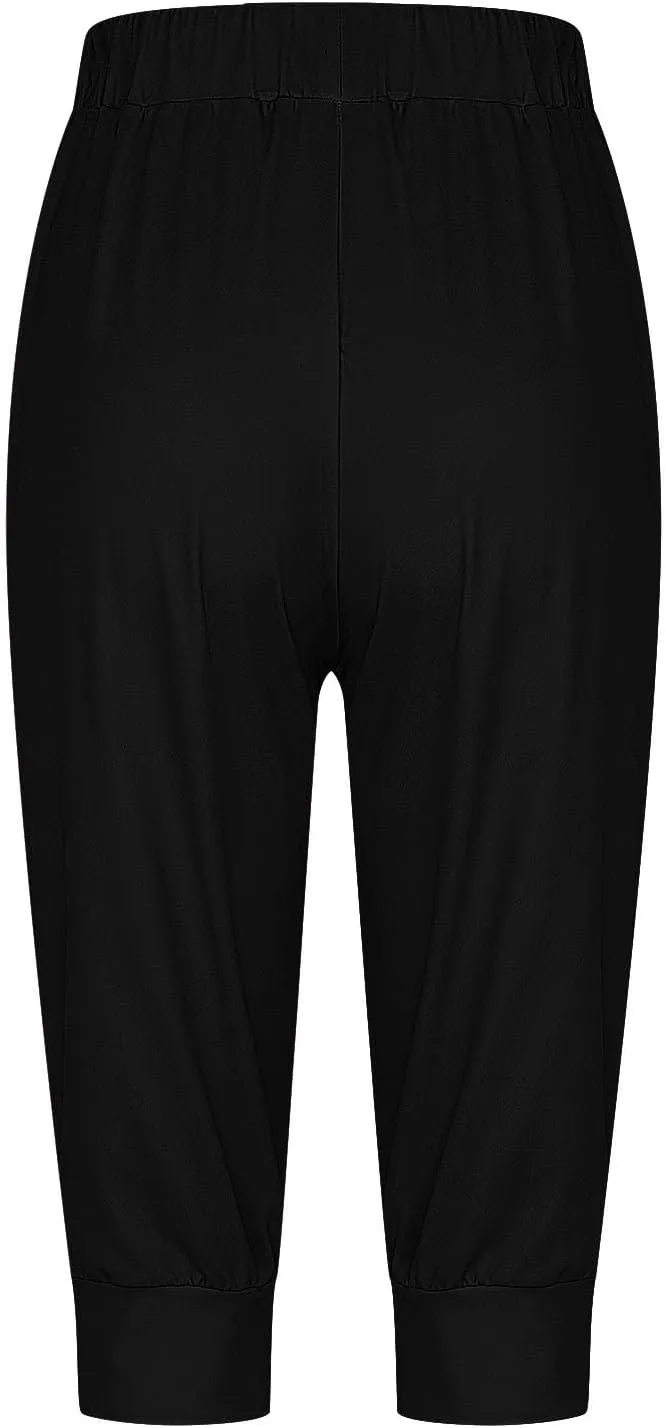 Sweatpants Capris for Women Baggy Drawstring Joggers Lightweight Cinch Bottoms Workout Athletic Sports Lounge Pants