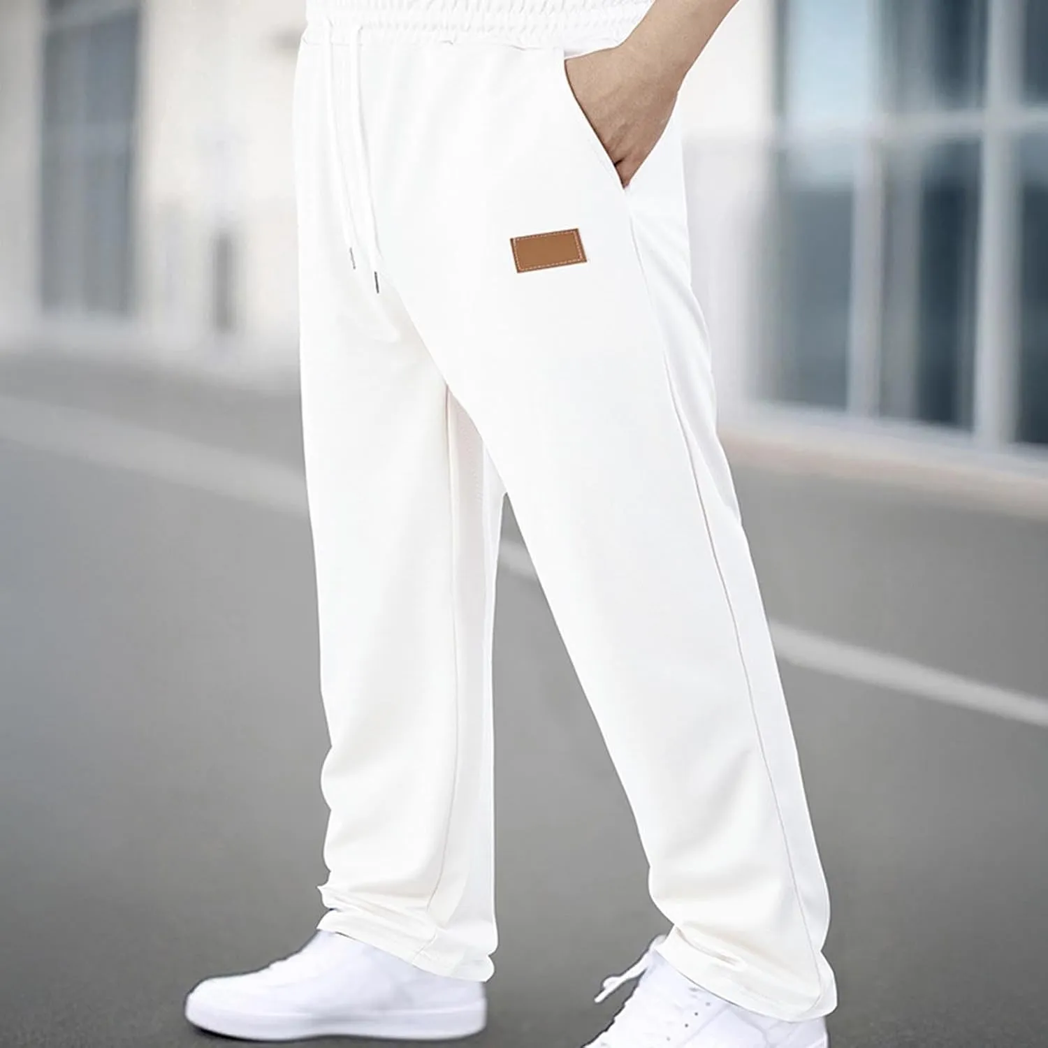 Sweatpants for Men Baggy Open Bottom Athletic Lounge Pants Yoga Beach Casual Jersey Pants Solid with Pockets