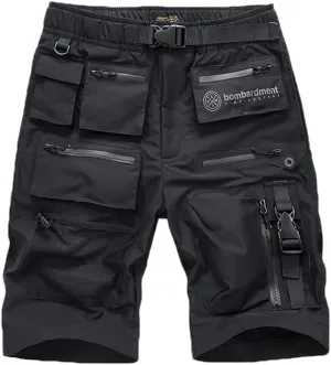 Techwear Men Black Cargo Shorts Men Tactical Shorts Streetwear Short Pants Multi-Pocket Shorts