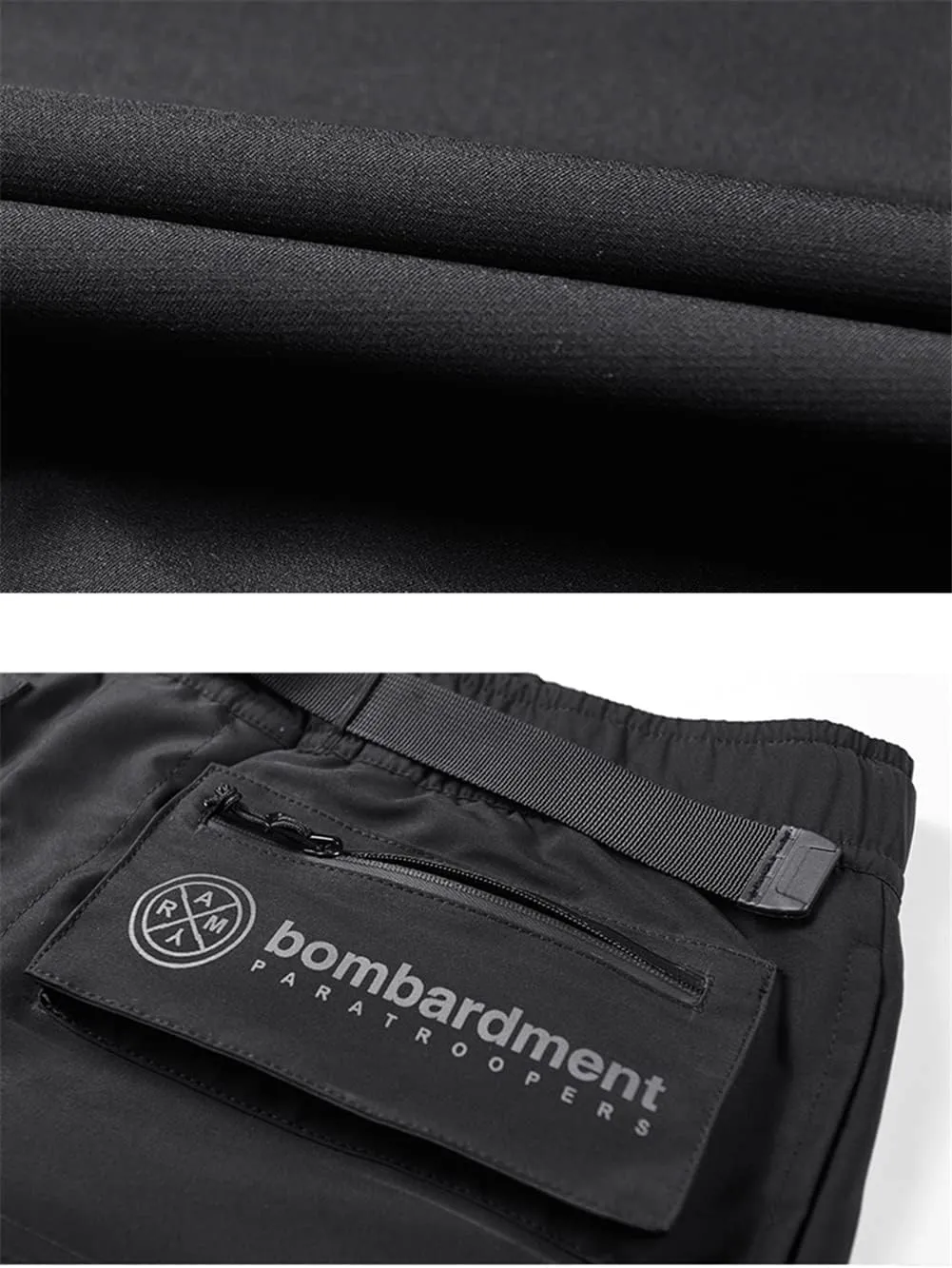 Techwear Men Black Cargo Shorts Men Tactical Shorts Streetwear Short Pants Multi-Pocket Shorts
