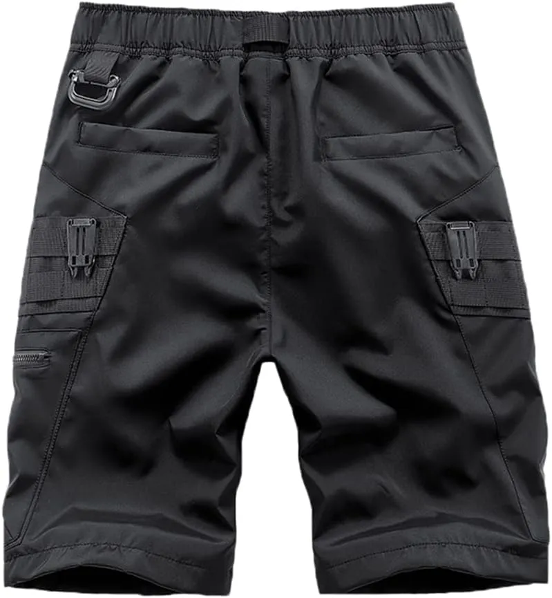 Techwear Men Black Cargo Shorts Men Tactical Shorts Streetwear Short Pants Multi-Pocket Shorts