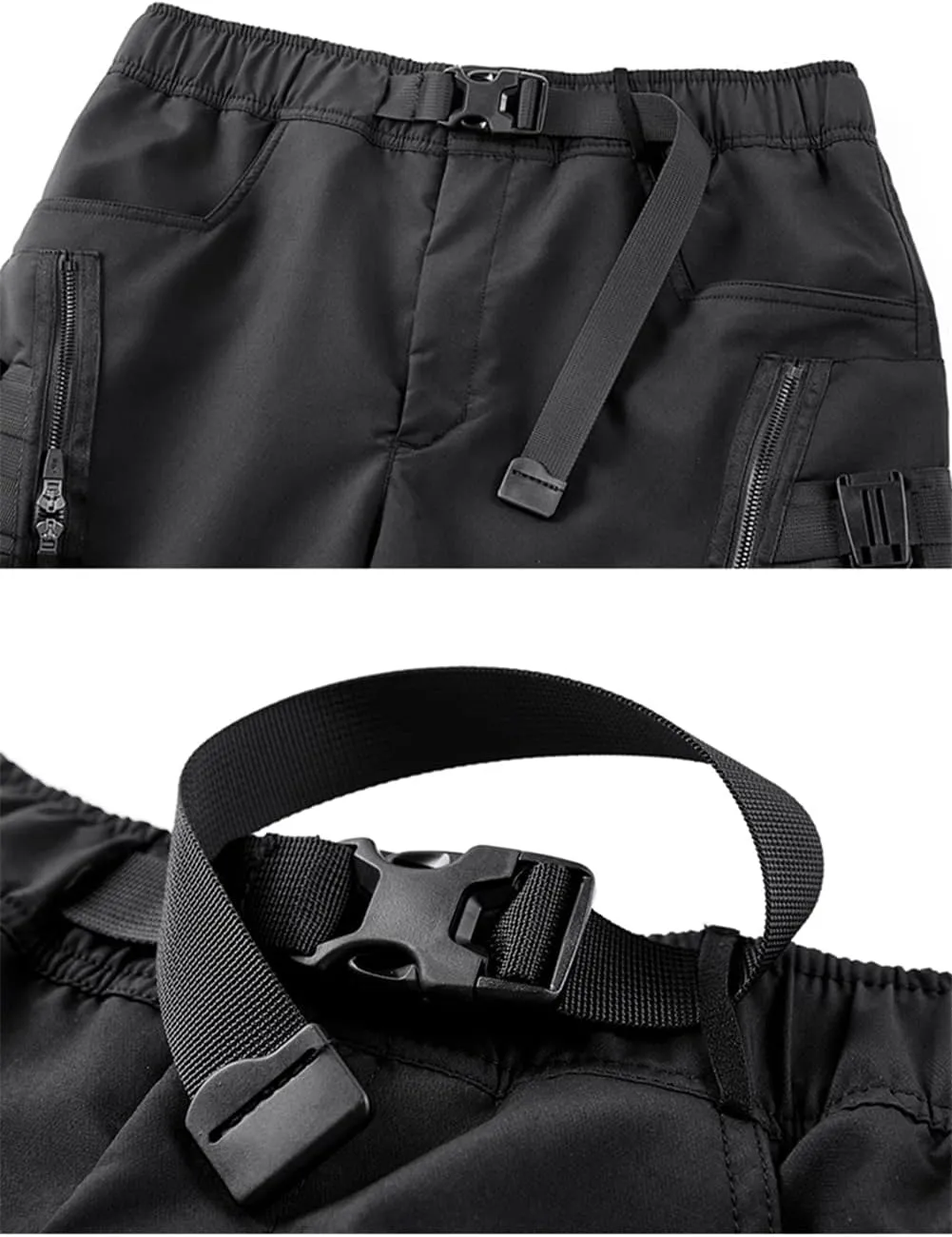 Techwear Men Black Cargo Shorts Men Tactical Shorts Streetwear Short Pants Multi-Pocket Shorts