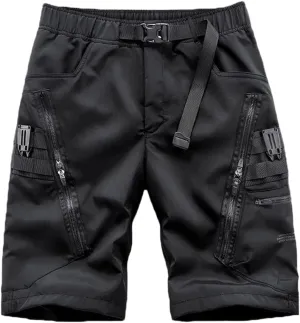 Techwear Men Black Cargo Shorts Men Tactical Shorts Streetwear Short Pants Multi-Pocket Shorts