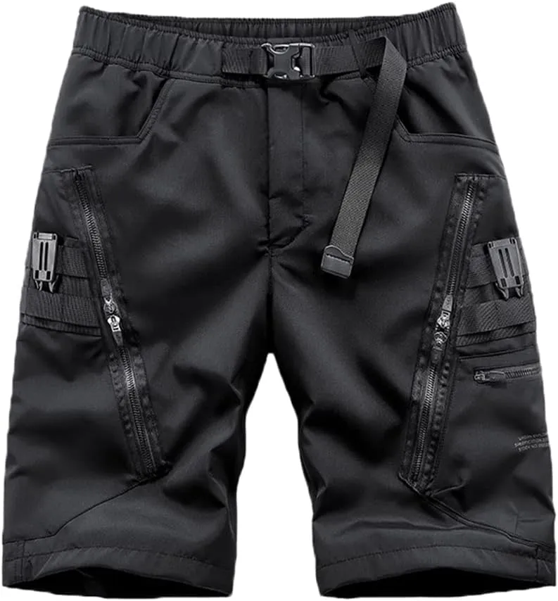Techwear Men Black Cargo Shorts Men Tactical Shorts Streetwear Short Pants Multi-Pocket Shorts