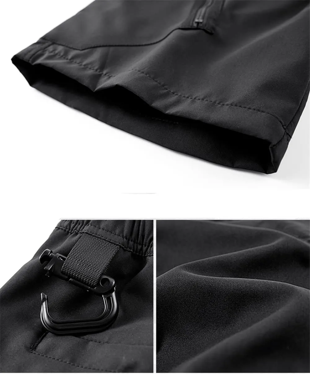 Techwear Men Black Cargo Shorts Men Tactical Shorts Streetwear Short Pants Multi-Pocket Shorts
