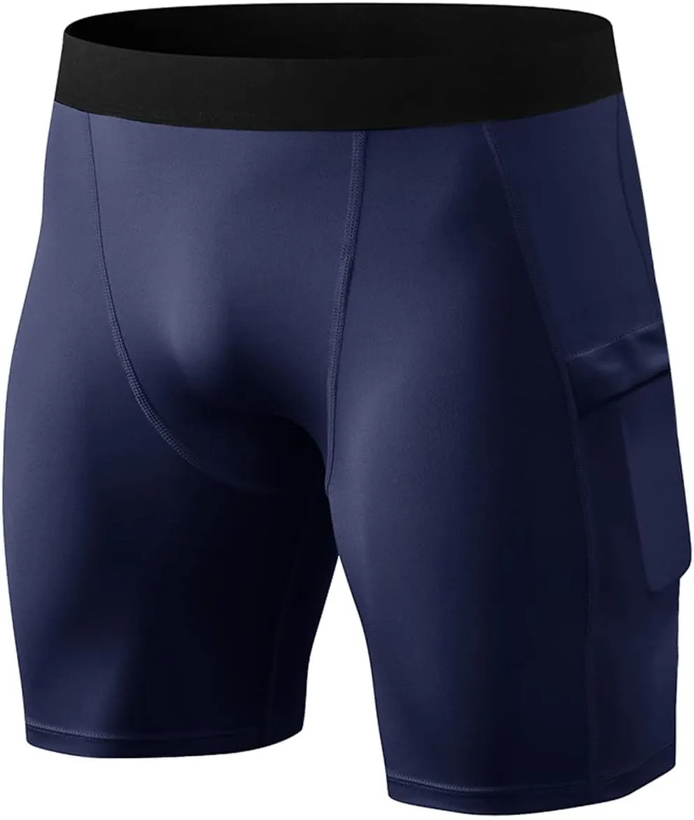 TopTie Mens Compression Shorts Quick Dry Athletic Baselayer Underwear with Pocket