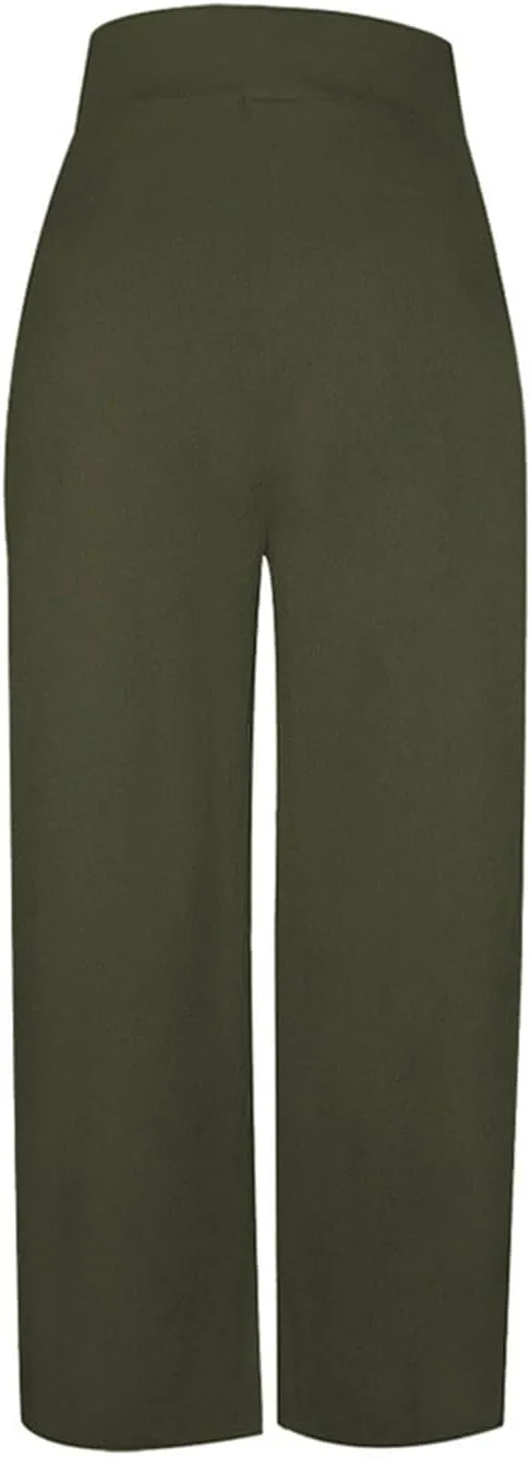 Uillui Palazzo Pants for Women Loose Baggy Wide Leg Pants High Waist Pleated Flowy Straight Trousers Casual Loungewear Pants