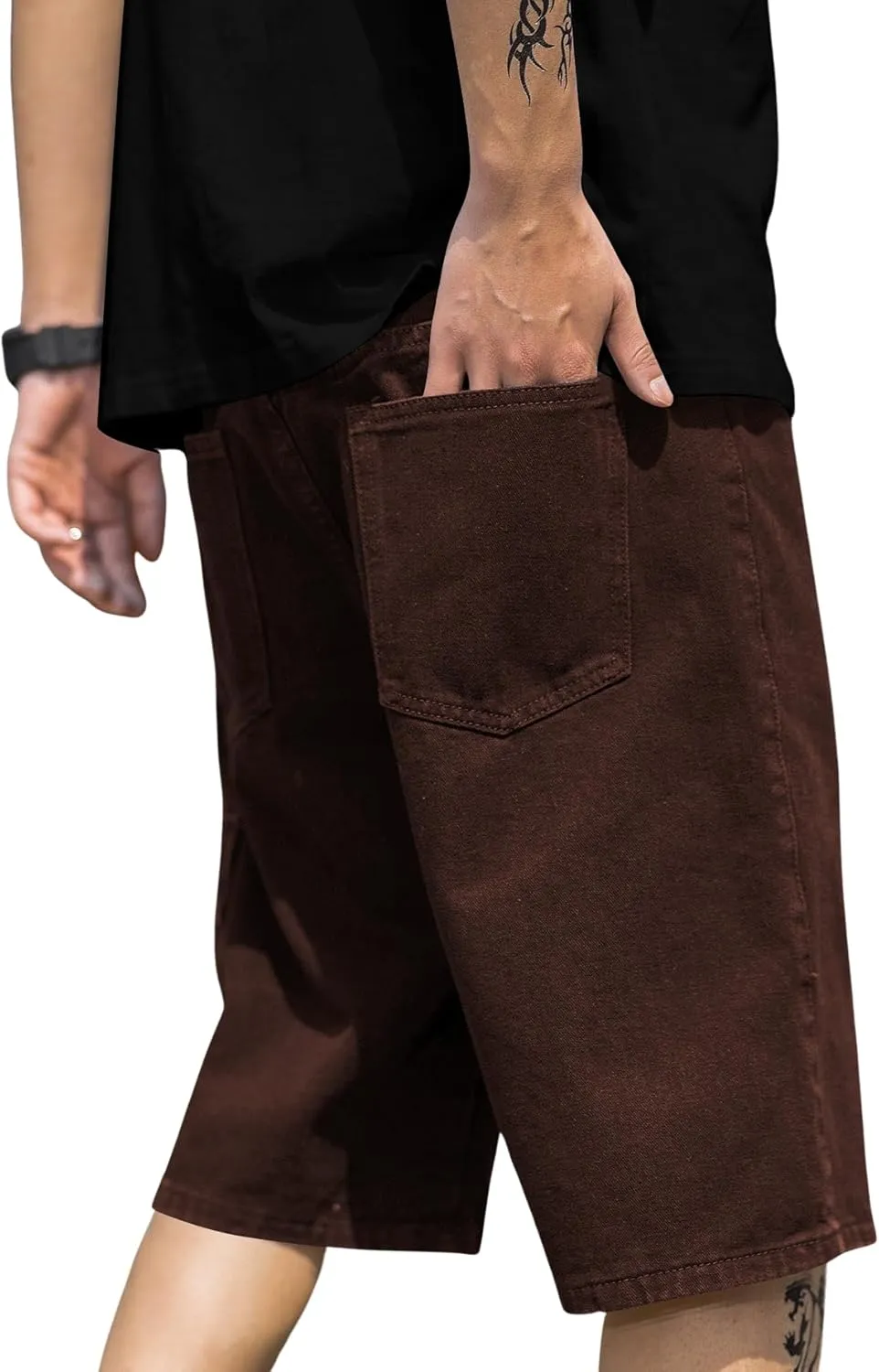 Verdusa Men's Straight Leg High Waist Denim Cargo Shorts with Pockets