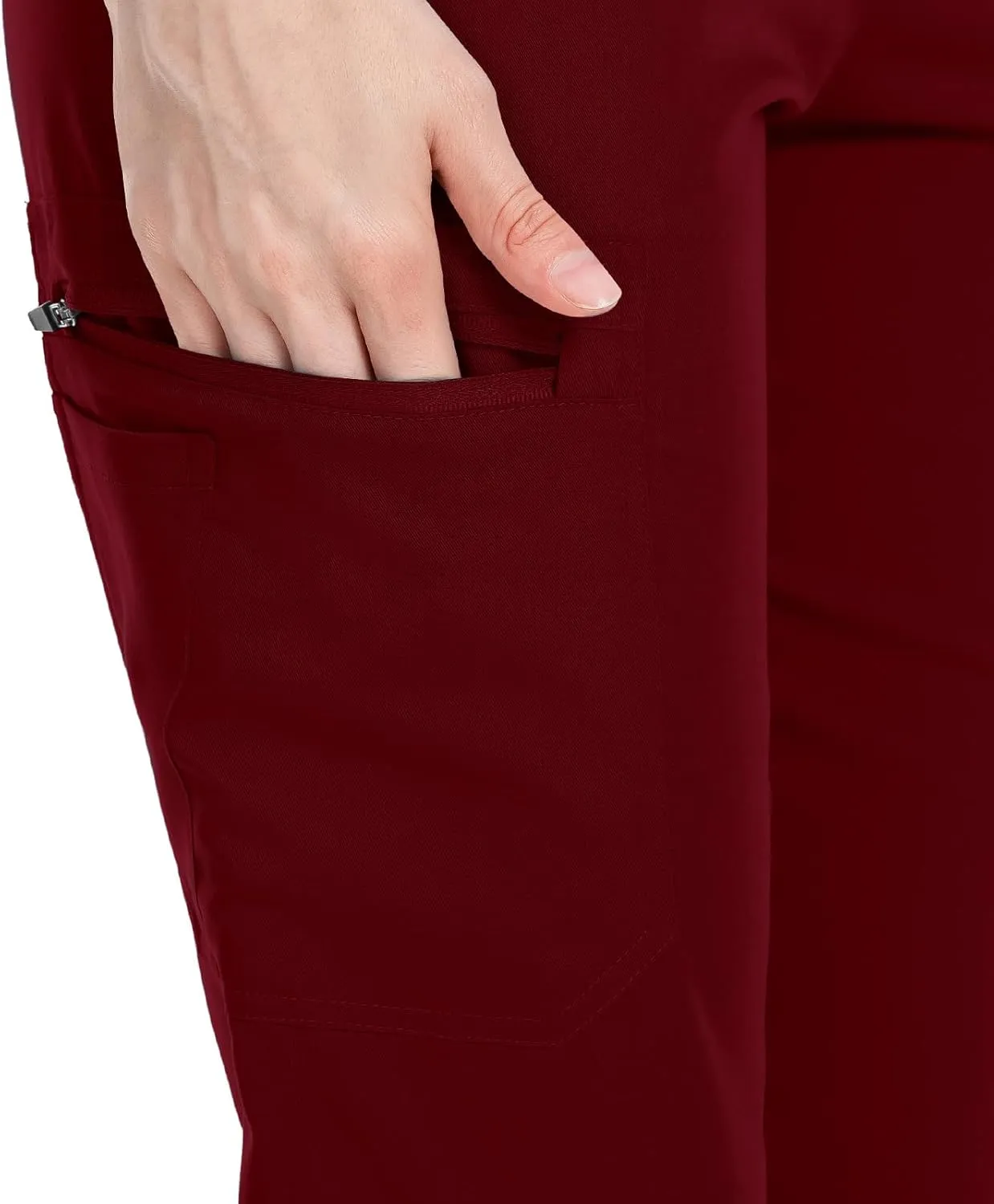 VIAOLI Scrubs for Women Set Modern V-Neck Top & 8 Pocket Jogger Pants Athletic Nursing Uniform Solid Stretch Workwear