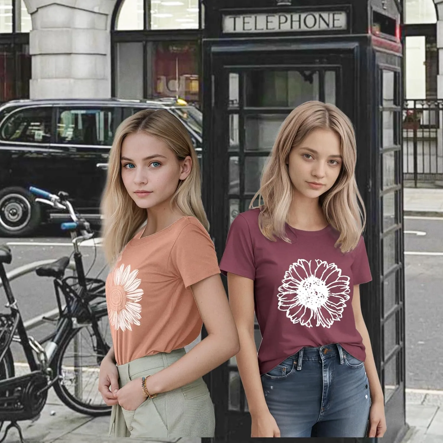 Vibrant Floral Graphic T-Shirt Women's Short Sleeve Crewneck Casual Summer Tops Beach Holiday Outfit‌