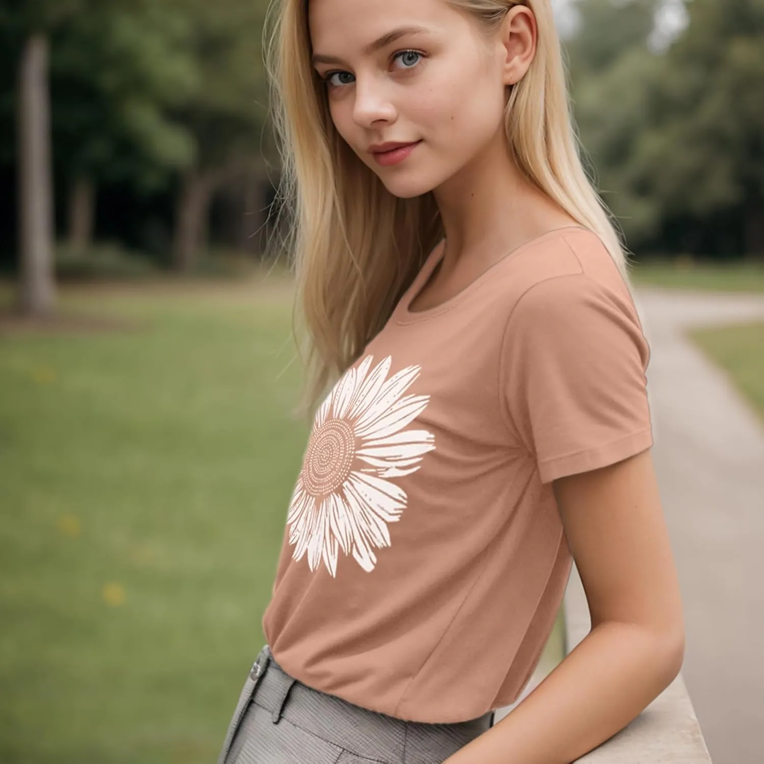 Vibrant Floral Graphic T-Shirt Women's Short Sleeve Crewneck Casual Summer Tops Beach Holiday Outfit‌