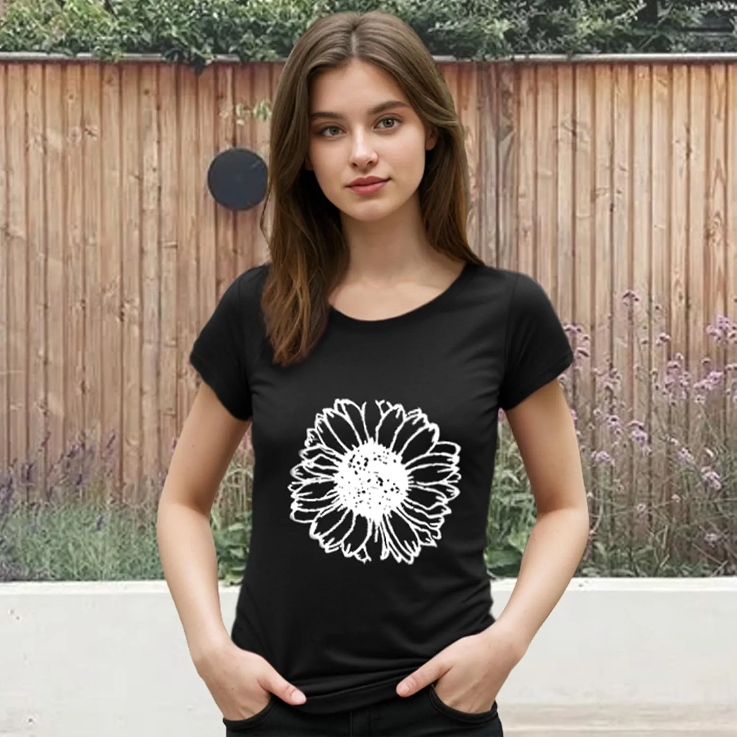 Vibrant Floral Graphic T-Shirt Women's Short Sleeve Crewneck Casual Summer Tops Beach Holiday Outfit‌