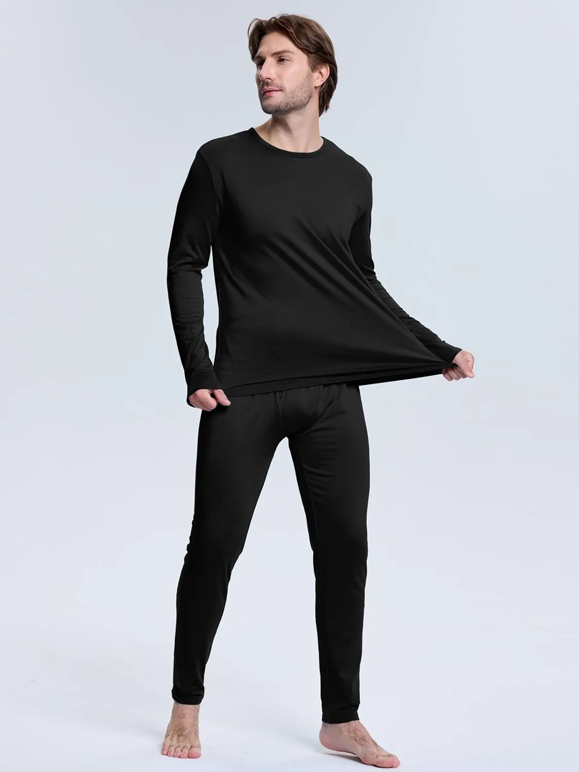 VZV 2 Set Thermal Underwear for Men Winter Long Johns for Men Thermal Top and Bottom Set Fleece Lined Base Layer