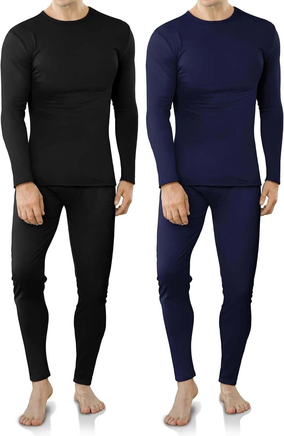 VZV 2 Set Thermal Underwear for Men Winter Long Johns for Men Thermal Top and Bottom Set Fleece Lined Base Layer