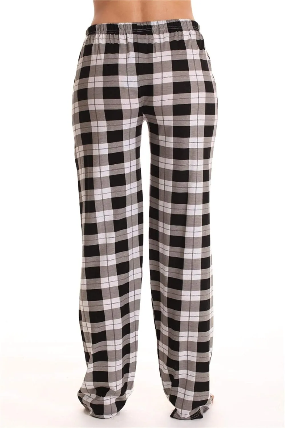 Wide Leg Pants for Women Plaid Mid Rise Elastic Waist Trousers Loose Casual Gingham Straight Palazzo Loungewear Pants