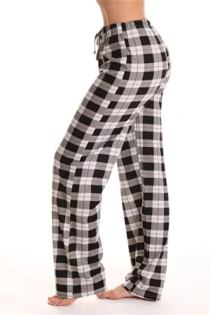 Wide Leg Pants for Women Plaid Mid Rise Elastic Waist Trousers Loose Casual Gingham Straight Palazzo Loungewear Pants